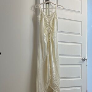 ARALINA cream lace-trimmed maxi slip gown size small vintage inspired pinup